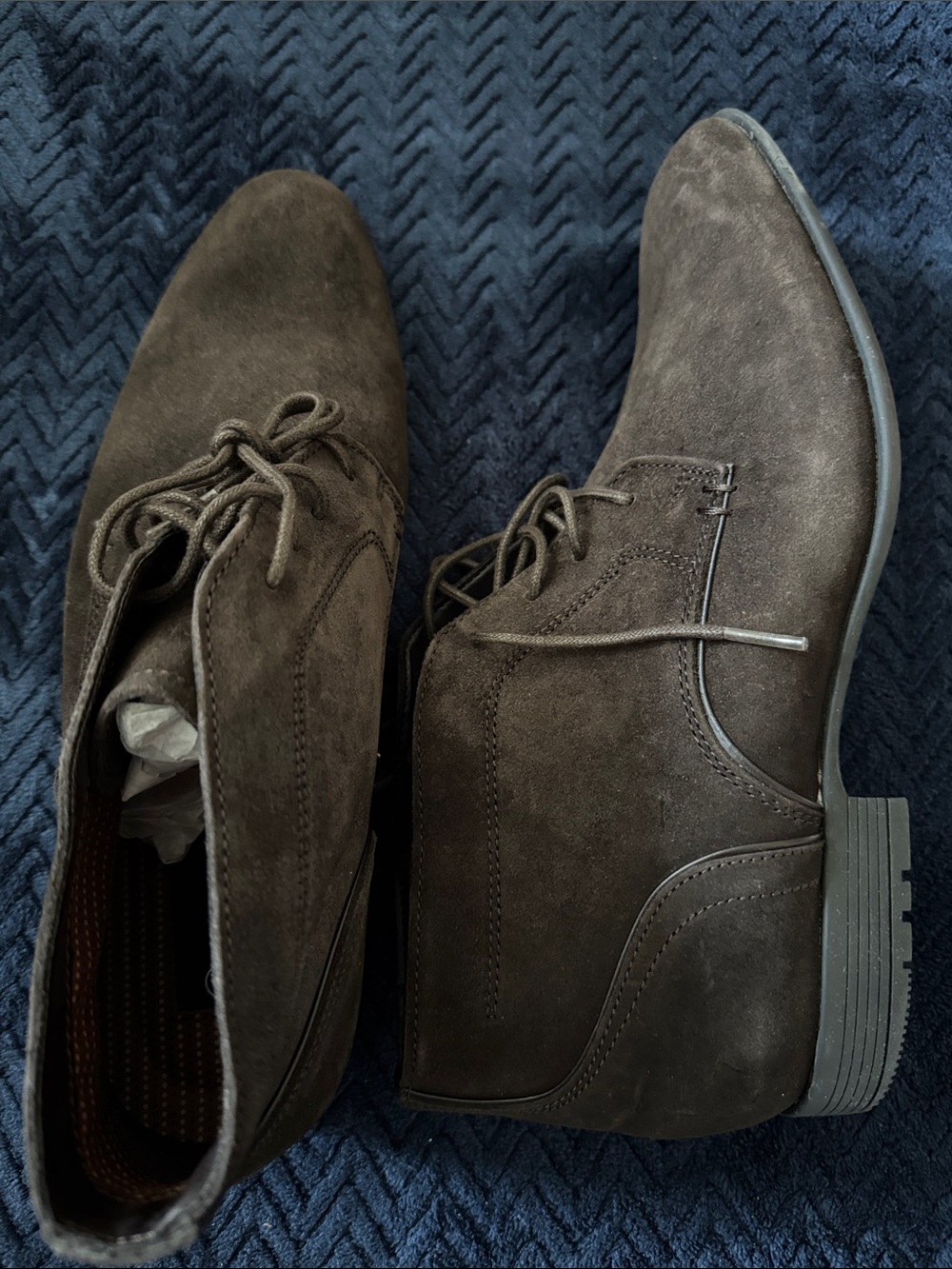 NWT! Rockport Men's Brown Suede Lace-Up Dress Boots